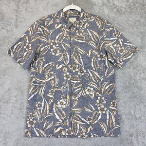 Jack O'Neill Shirt Mens Small Gray Floral Hawaiian Button Up Relaxed Fit Camp